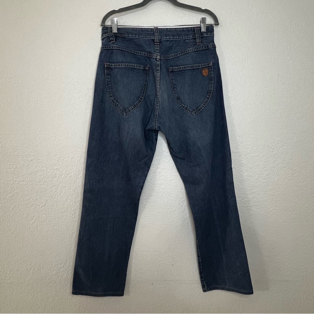 VTG Ferrari Button Fly Blue Denim Jeans‎ Leather Logo Italian Mens 33x30.5 IT 50 - Picture 4 of 16